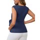 thumbnail image 3 of INSPIRE CHIC Blusa de maternidad para mujer con lazo en la cintura, mangas cortas, top de trabajo de oficina de verano 2XL azul marino, 3 of 6