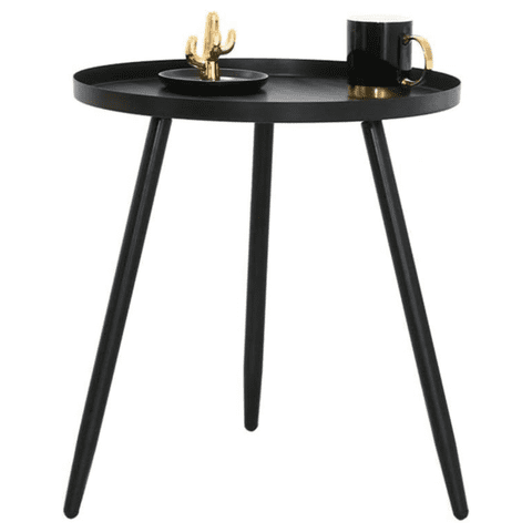 Moboi - Mesa Lateral Auxiliar Centro Metalica Redonda 42X42X45Cm Negro