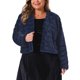 thumbnail image 1 of Agnes Orinda Ropa de Halloween para Mujer Tallas Grandes Chaqueta Recortada Abierta de Frente Abrigo de Invierno de Piel Sintética Esponjosa 2X Azul Oscuro, 1 of 6