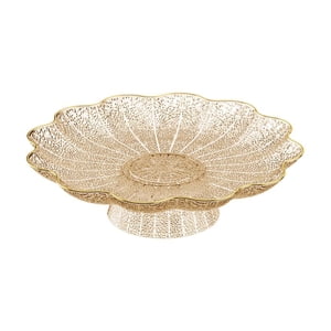 Magideal - Frutero Centro De Mesa Bandeja Elevada Porta Frutas Y Vegetales Recipiente Organizador En Pet De Diseño Elegante Adecuado Para Comedor Juntas Familiar Dorado