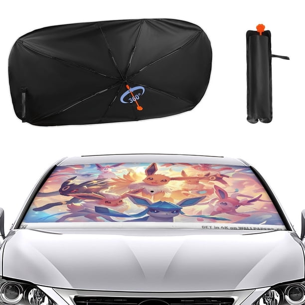 Eevee: Evoluciones Estéticas Sombrilla Solar para Auto - Protector de Parabrisas Plegable | Cortina Solar Delantero | Bloqueo UV y Aislamiento de Calor 133x73cm