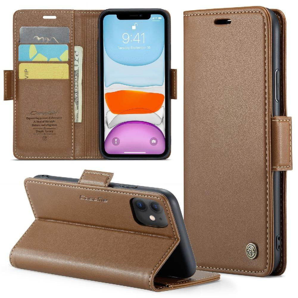 Caseme Tipo Cartera Iphone 11 Con Cierre Magnético, Rfid, Tarjetero, Soporte, Carga Inalámbrica