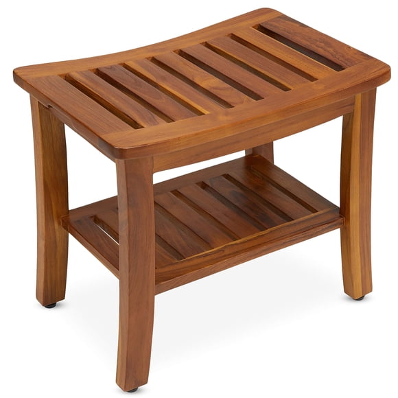 Banco de ducha de teca TeakCraft The Hermod de 53 cm con estante de 300 kg