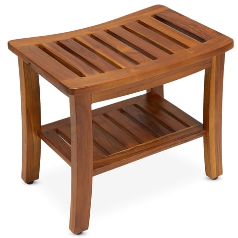 Banco De Ducha De Teca Teakcraft The Hermod De 53 Cm Con Estante De 300 Kg