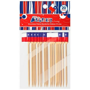 Pack X 4 Brocheta Con Bandera Chilena 15 Centimetros 20 Und Big Party