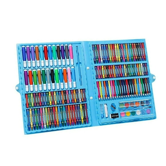 Set De Mega Arte Maleta Azul De 168 Piezas Lápices Para Colorear
