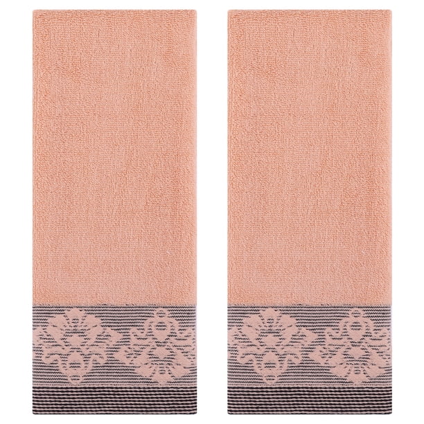 REGALWOVEN Juego de 2 Toallas de Mano de Jacquard Floral, Toalla de Mano Suave y Absorbente para el Hogar, Baño, Hotel, Gimnasio y Spa Marrón 13" x 29"