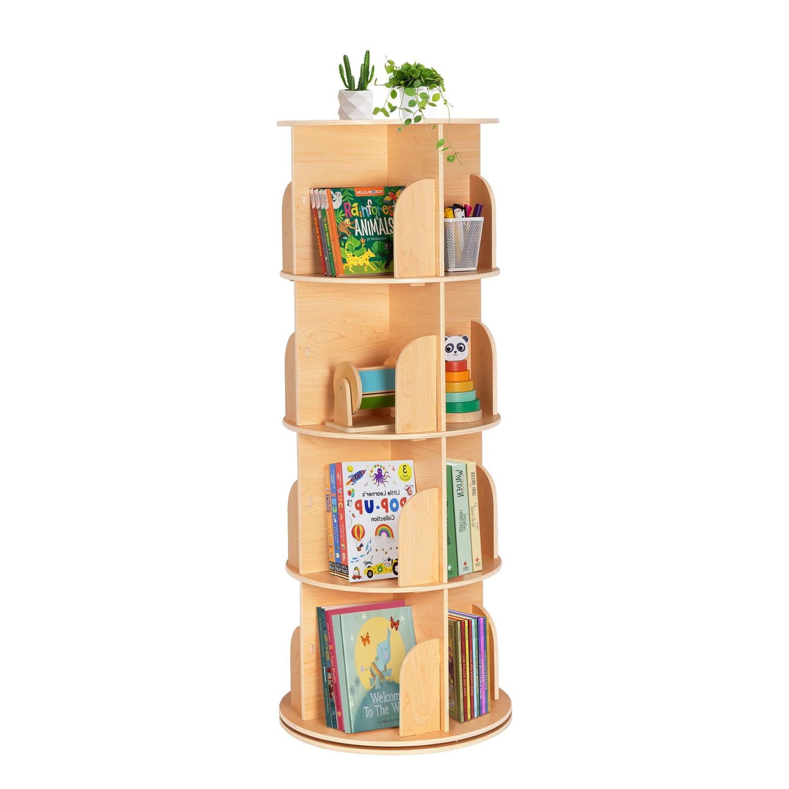 Estantería Giratoria Oook Para Niños Y Adultos, 4 Niveles, 128 Cm