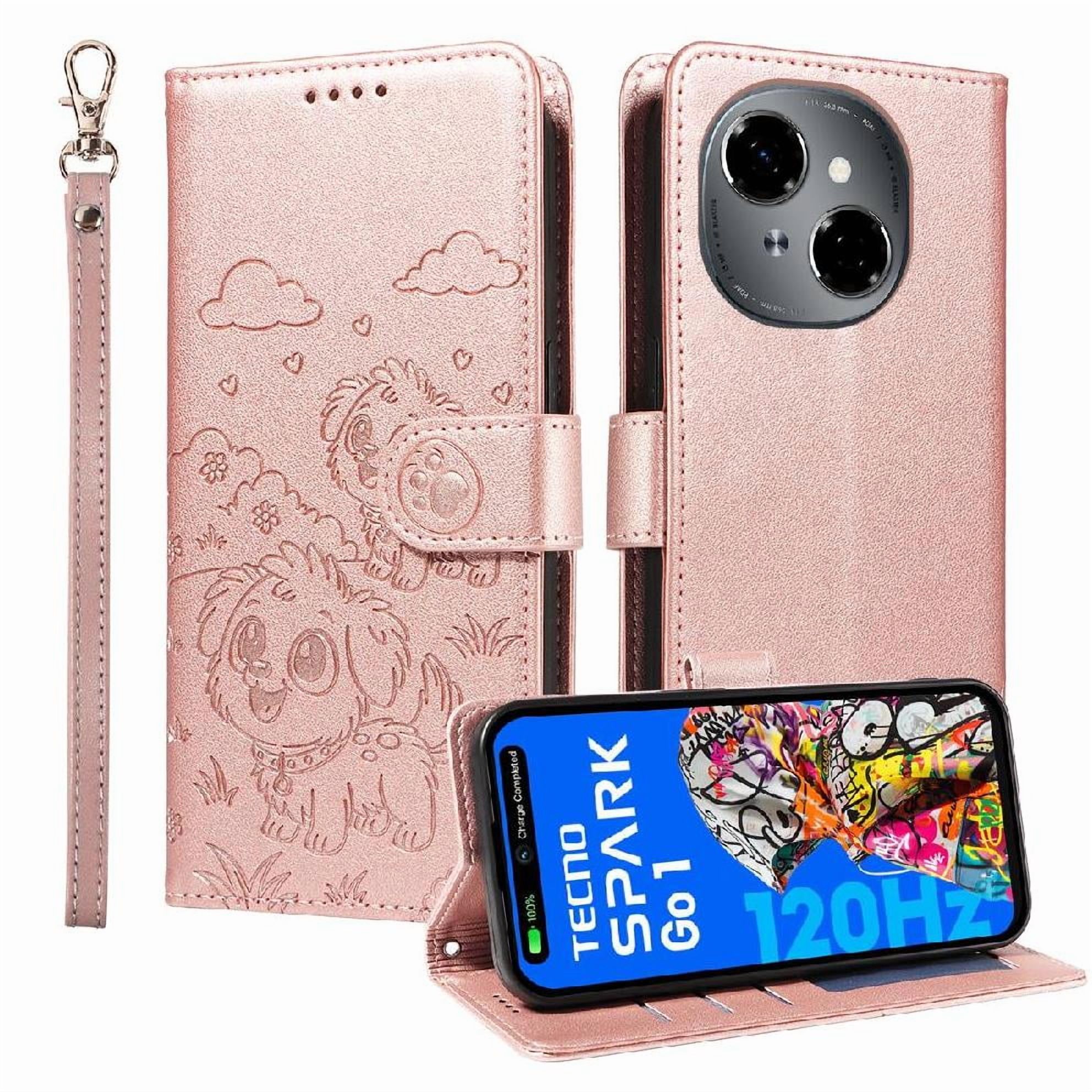 Funda Billetera Foxdock Compatible Con Tecno Spark Go 2025, Diseño Perrito Tierno, Ranuras Para Tarjetas Y Soporte Plegable