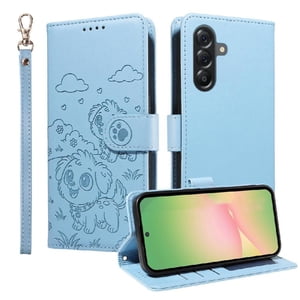Funda Billetera Foxdock Compatible Con Samsung Galaxy A56 5G, Diseño Perrito Tierno, Ranuras Para Tarjetas Y Soporte Plegable