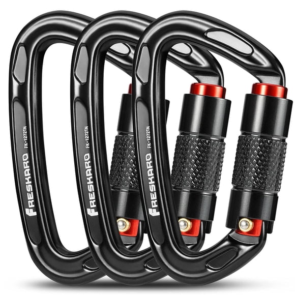 Mosquetones de escalada FresKaro 25 kN con cierre doble negro x3