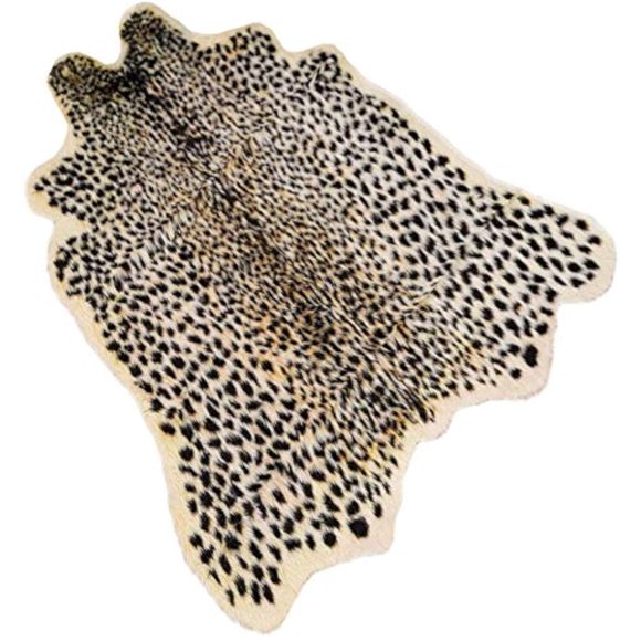 Alfombra Yingda1992 de piel de vacuno sintética con estampado de leopardo, 100 x 95 cm