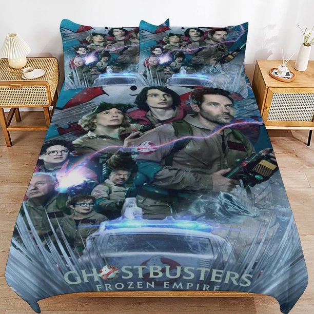 x305 Ghostbusters Frozen Empire Bed Duvet Cover Microfiber Bedding Sets 3D Printed Lightweight 3 Piece Comforter Sets, 1 Duvet Cover And 2 Pillow Shams for Kids Boys Girls 79"x90" jn305