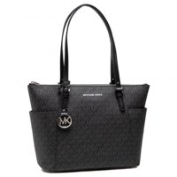 Cartera Michael Kors Bolso Tote Grande Con Logo Y Cierre Superior Para Damas Jet Set - Negro