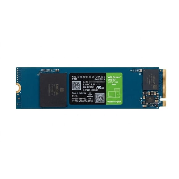 Unidad de estado sólido interna WD Green SN350 de 2 TB NVMe M.2 2280