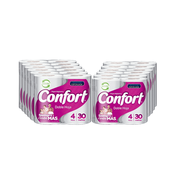 Papel Higiénico Confort Doble Hoja 24 Rollos 30 metros