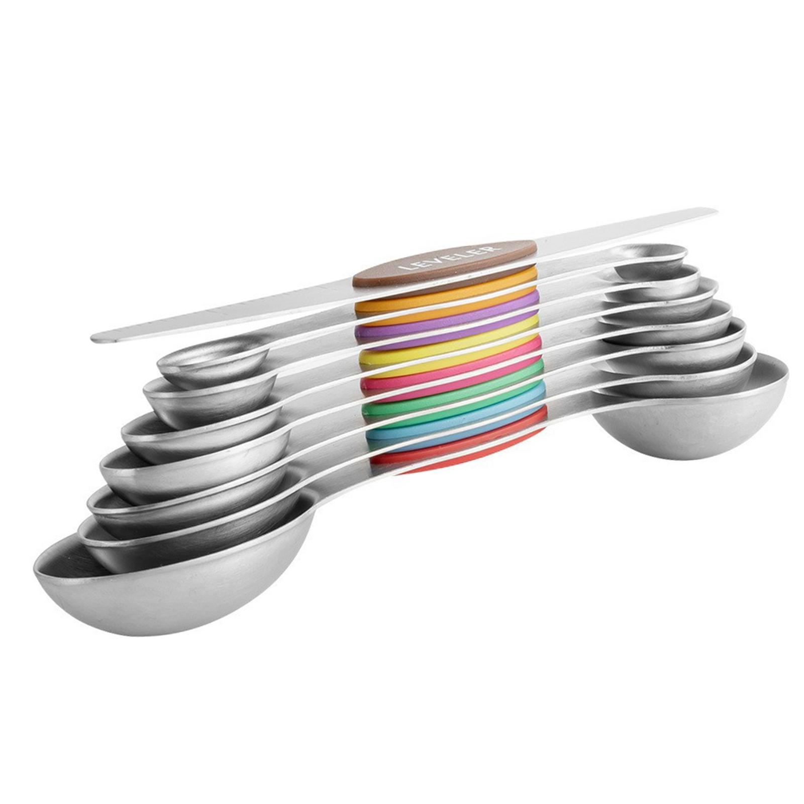 Bothyi - Juego De 8 Cucharas Medidoras De Doble Cara De Acero Inoxidable Práctico Colorido
