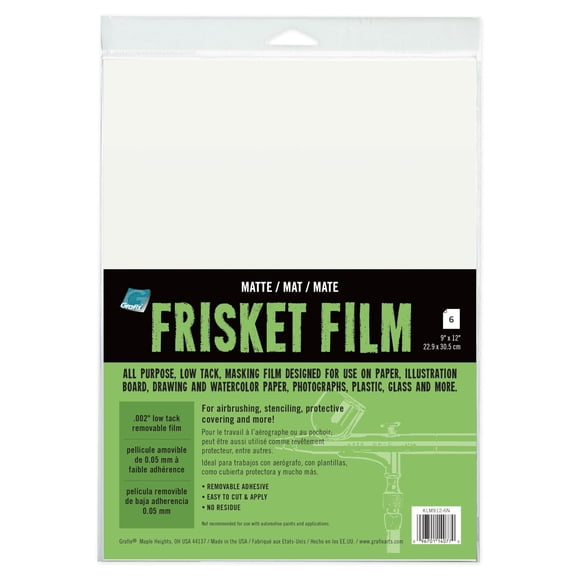 Frisket Film Grafix Matte, 23 x 31 cm, de baja adherencia, paquete de 6