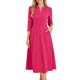 thumbnail image 1 of INSPIRE CHIC Vestido de Trabajo para Mujer Línea A 3/4 Mangas Elegante Vestido Midi Rosa Fucsia XS, 1 of 6
