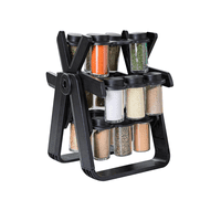 Importclick - Especiero Condementero Giratorio Cocina Multiuso 18 Frascos Negro