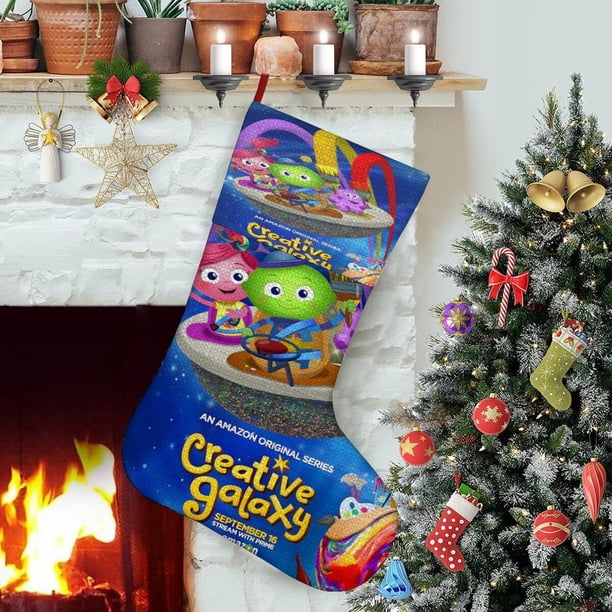 Galaxia Creativa Tema: Calcetines de Navidad, fino lino blanco para colgar en escaleras y chimenea, decoración navideña para el hogar, regalo de Navidad.54cm×38cm