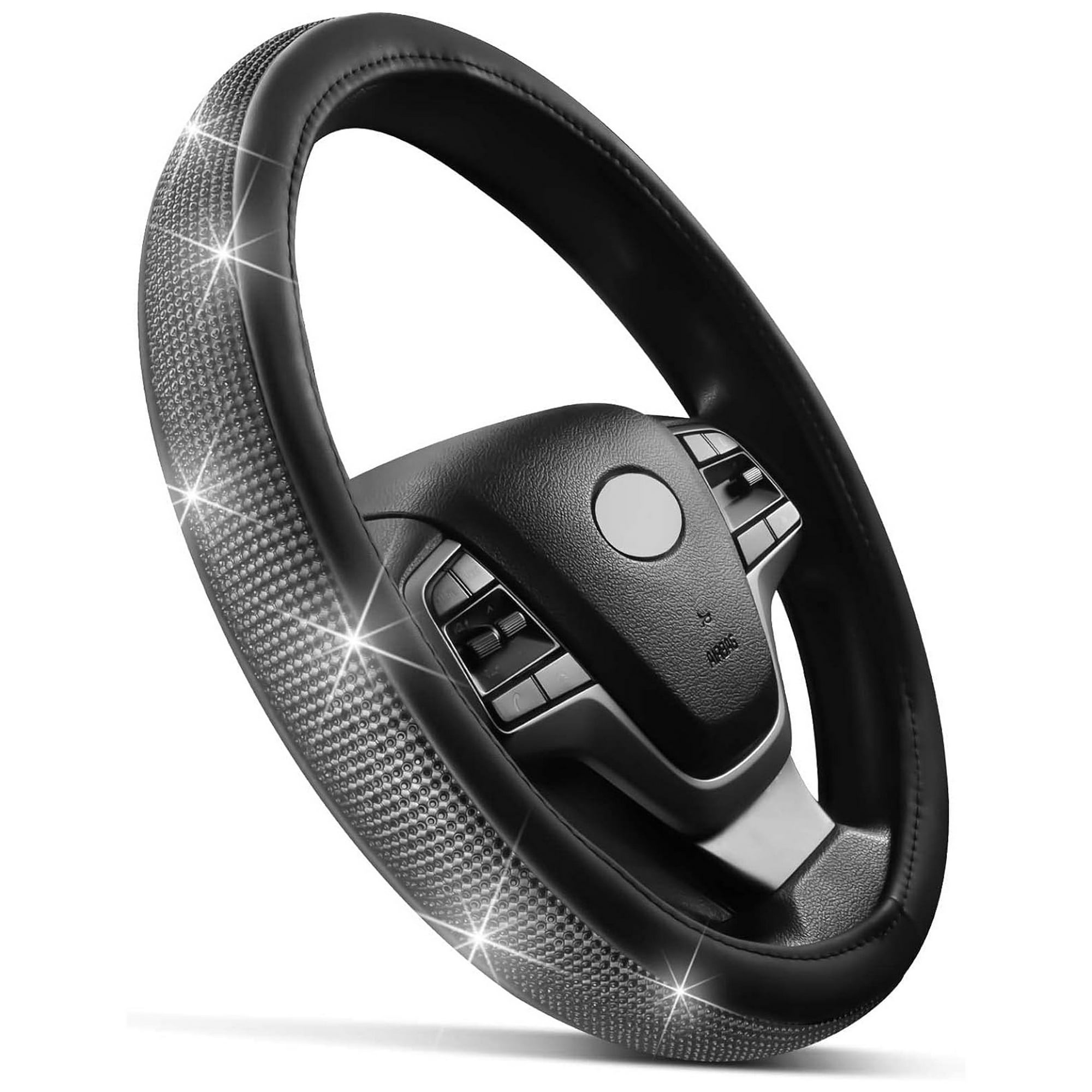 Jj Group - Cubre Volante Cuero Negro Cristales Brillos Universal