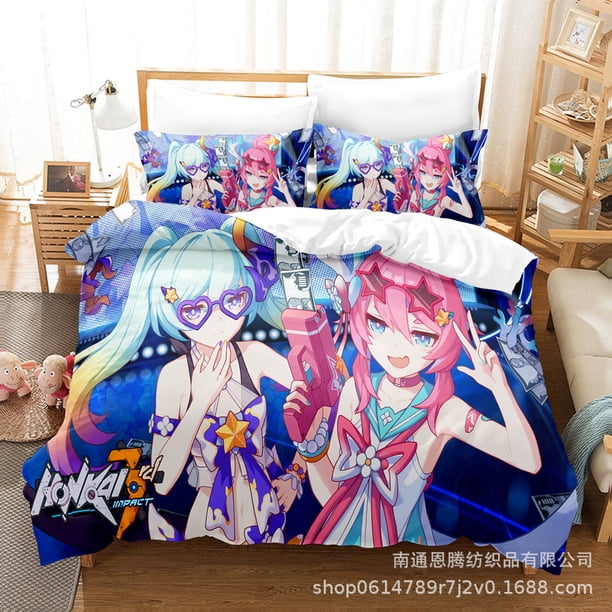 Honkai Impact 3 Bedding Set Kawaii Girl Bed Set Aldult Kid Bedroom Duvetcover Sets