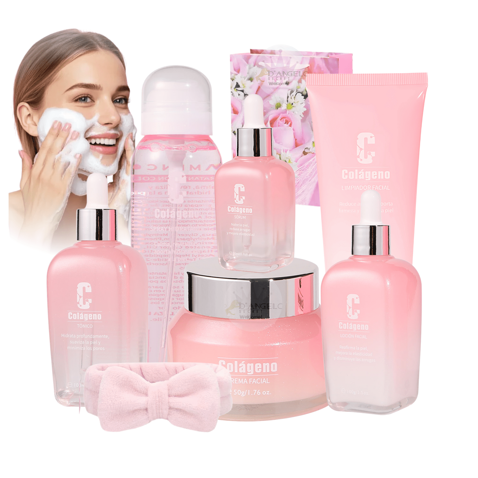 Kit Cuidado Facial Flamenco Colageno Tónico Serum Limpiador