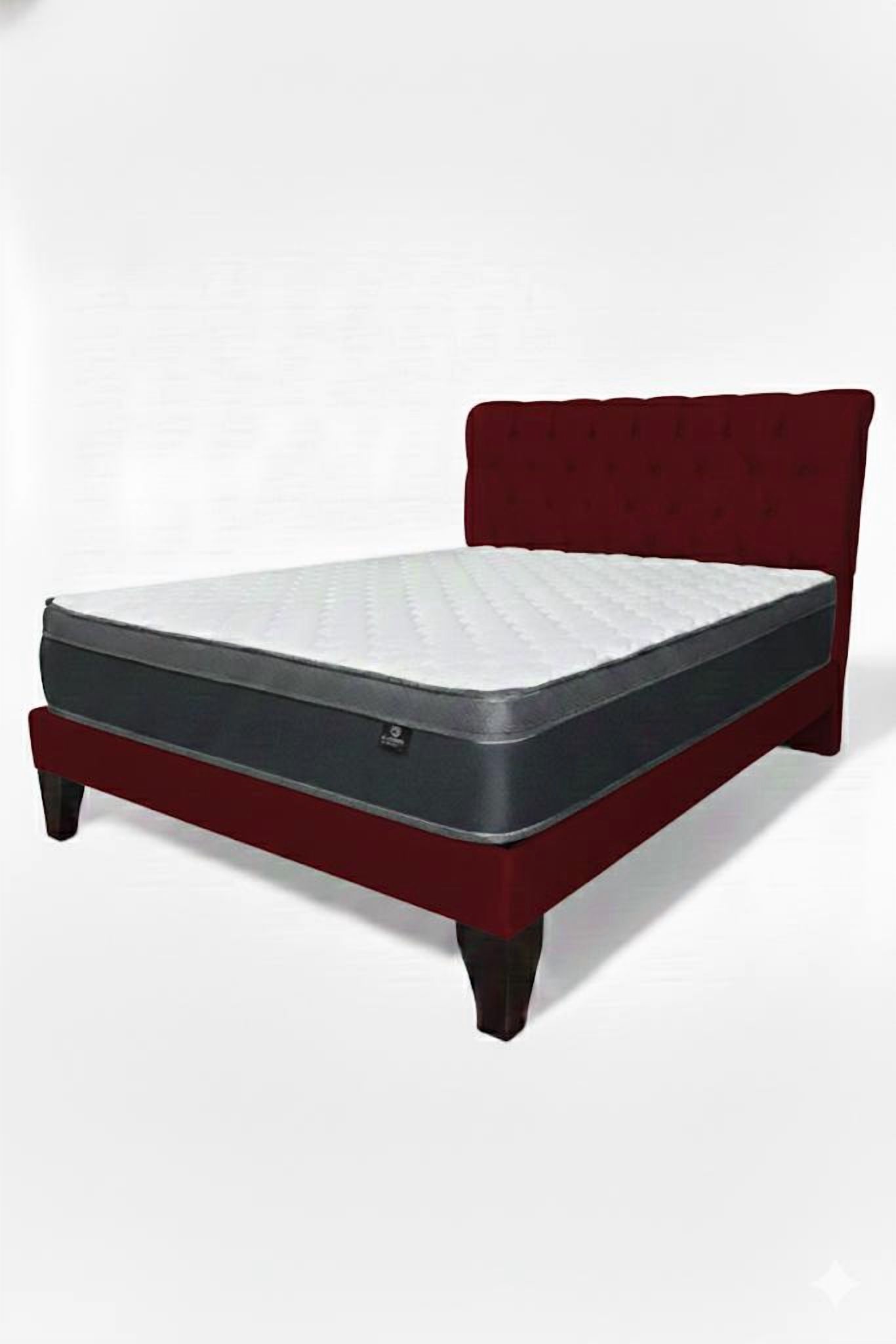 Vitelio - Cama King Plazas (Color) Europea Incluye Base+Respaldo+Colchon