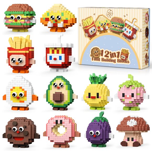 Mini bloques de construcción IBLOTIME, set de comida de 12 paquetes, 2598 piezas