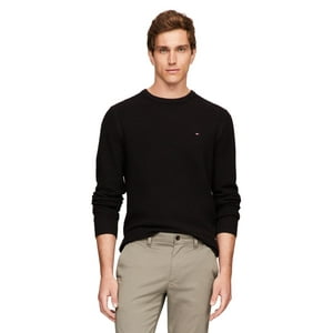 Jersey Tommy Hilfiger Para Hombre, Cuello Redondo Estructurado 9Gg, Negro