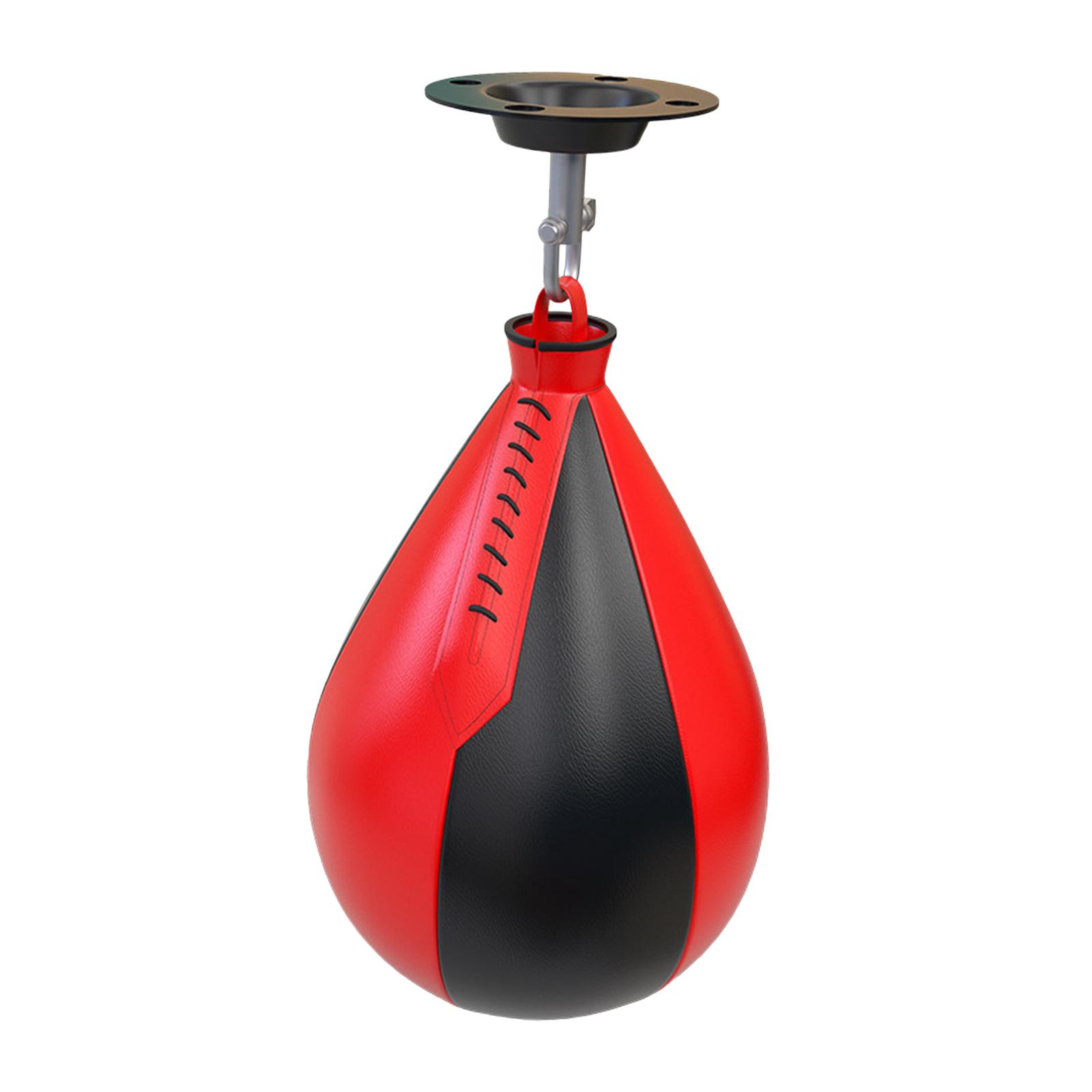 Ioensy - Boxing Speed Pear Ball - Saco De Velocidad Giratorio Para Fitness Y Adultos, Sparring, Color Negro Y Rojo