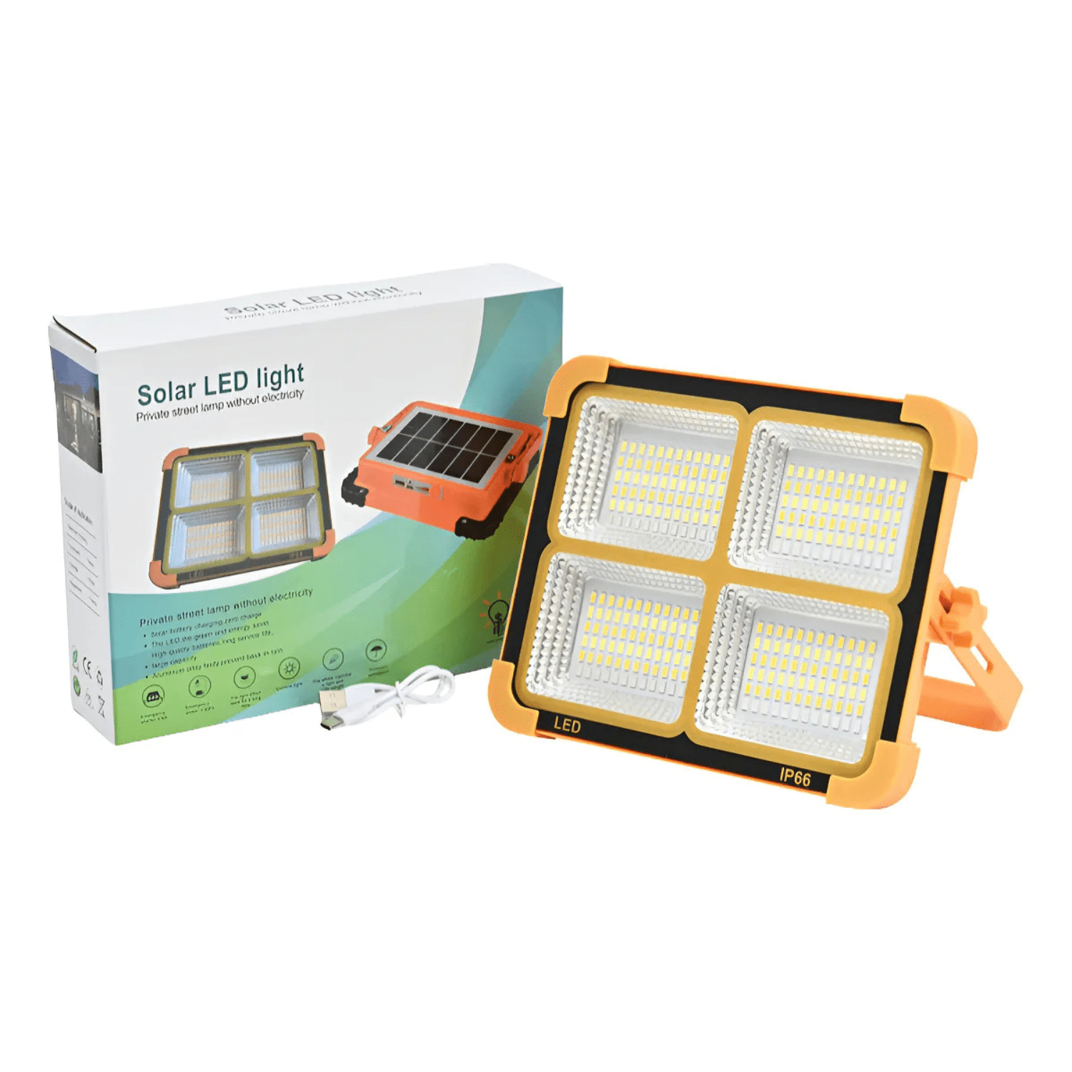 Genérico - Reflector Solar Led Portátil Ip66 Impermeable Naranja Blanco Frío