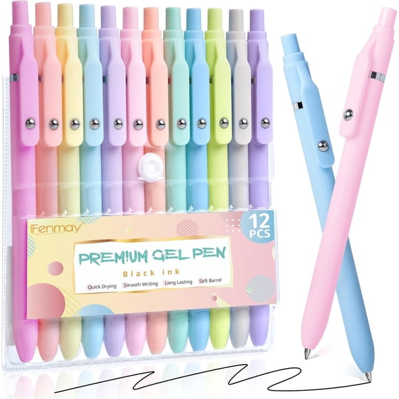 Lapicera Gel Fenmay 0.5 mm 12 un Punta Fina Tinta Negra