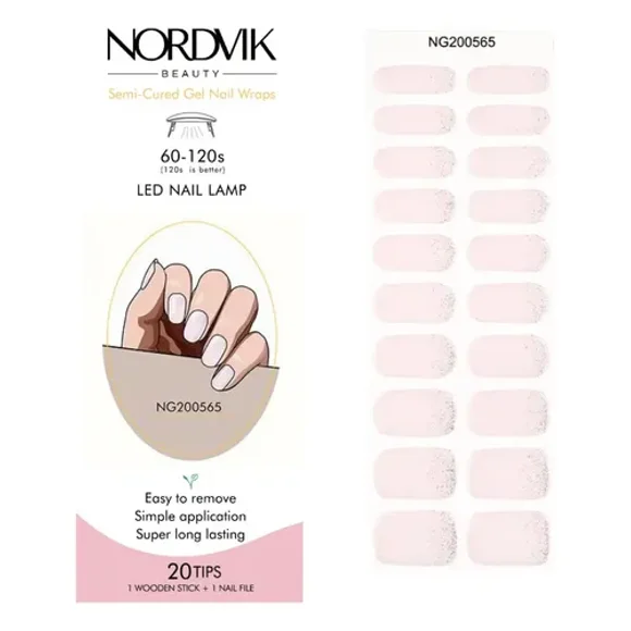 Sticker para Uñas Gel, Lampara Uv, Nordvik, Rosa Claro Detalle Brillo