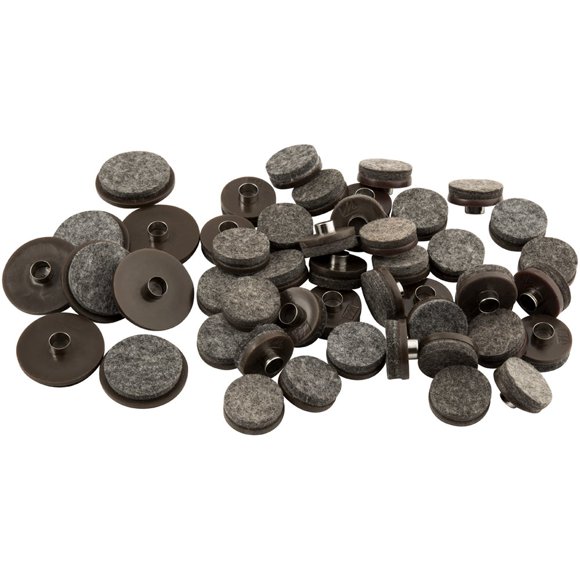 Almohadillas de fieltro redondas de 1 1/2" con clavo Softtouch para muebles de madera, protección resistente para pisos duros contra rayones, color marrón (paquete de 48)