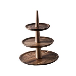 Magideal - Soporte De Pastel De Madera, Plato De Postre, Decoración Del Hogar, Bandeja De Servicio Rústica, Bandeja Escalonada Decorativa De Granja Para El Hogar 3 Capas
