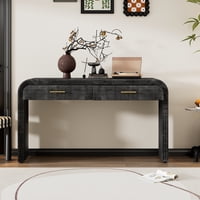 M&Ms - Trexm Unique Retro Silhouette Console Table With Open Style, Two Top Drawers For Entrance, Dinning Room, Living Room (Antique Black)