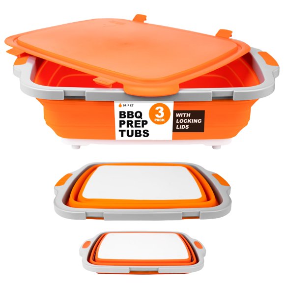 Set Prep Tub para barbacoa plegable Drip EZ con tabla de cortar y tapa