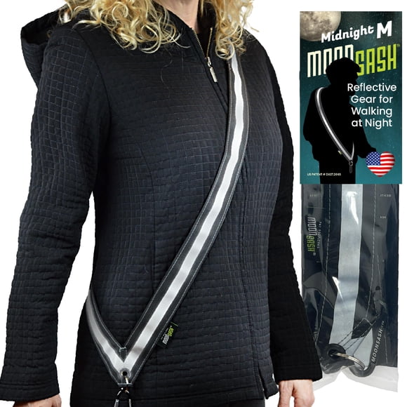 Reflective Gear MOONSASH, ajustado para caminar, correr y andar en bicicleta, negro