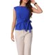 thumbnail image 1 of INSPIRE CHIC Blusa de Trabajo para Mujer con Lazo al Frente, Cuello de Barco y Mangas Cortas L Azul Real, 1 of 6