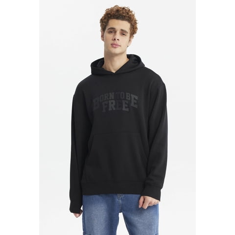 Fashionspark - Polerón Hombre Hoodie Print Central Negro