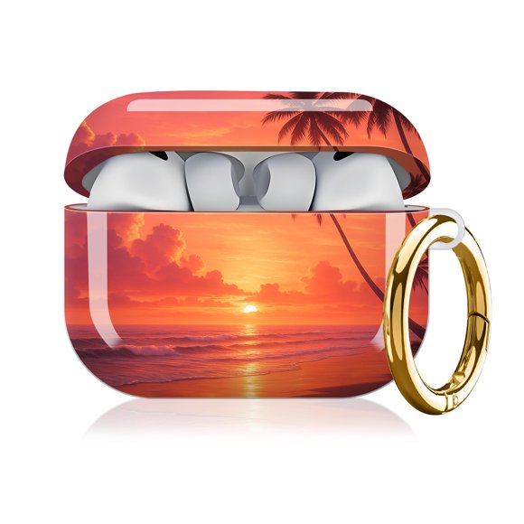Funda QQKVFNG para AirPod Pro 3 (2025) Sunset Beach