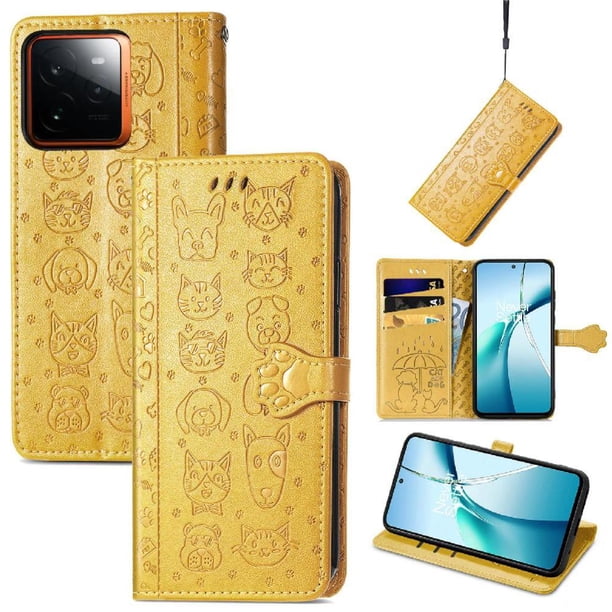 Funda Cartera FOXDOCK para Realme GT 7 Pro , Flip PU con Relieve de Gatos y Perros, Tarjetero y Soporte