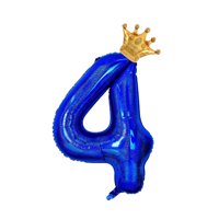 Hengximaoyi - Corona Con Forma De Globo, Número 4, Láser, Azul, 40 Pulgadas, Para Cuarto Cumpleaños
