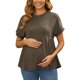 thumbnail image 1 of INSPIRE CHIC Top de Maternidad para Mujer con Mangas Cortas, Cintura Plisada, Camiseta de Embarazo, Blusa Suelta Casual Peplum Oversize XL Café, 1 of 6