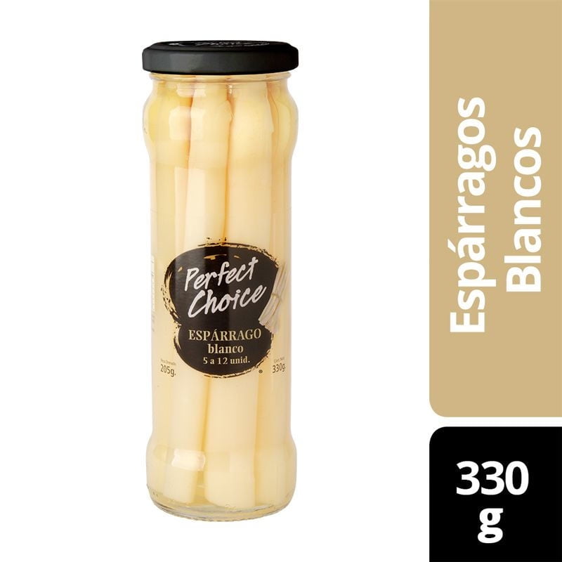 Espárragos Blancos Frasco Drenado 205 g - Neto 330 g Perfect Choice
