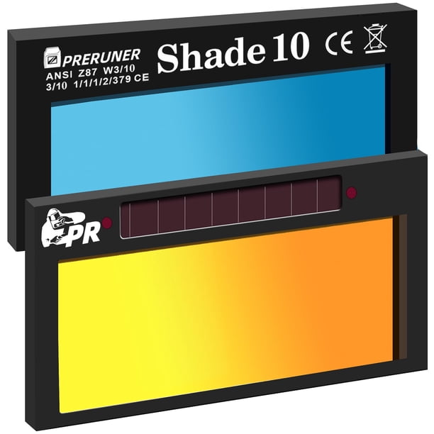 Lente de soldadura Preruner Gold Shade 10, oscurecimiento automático de 2 x 4,25 pulgadas
