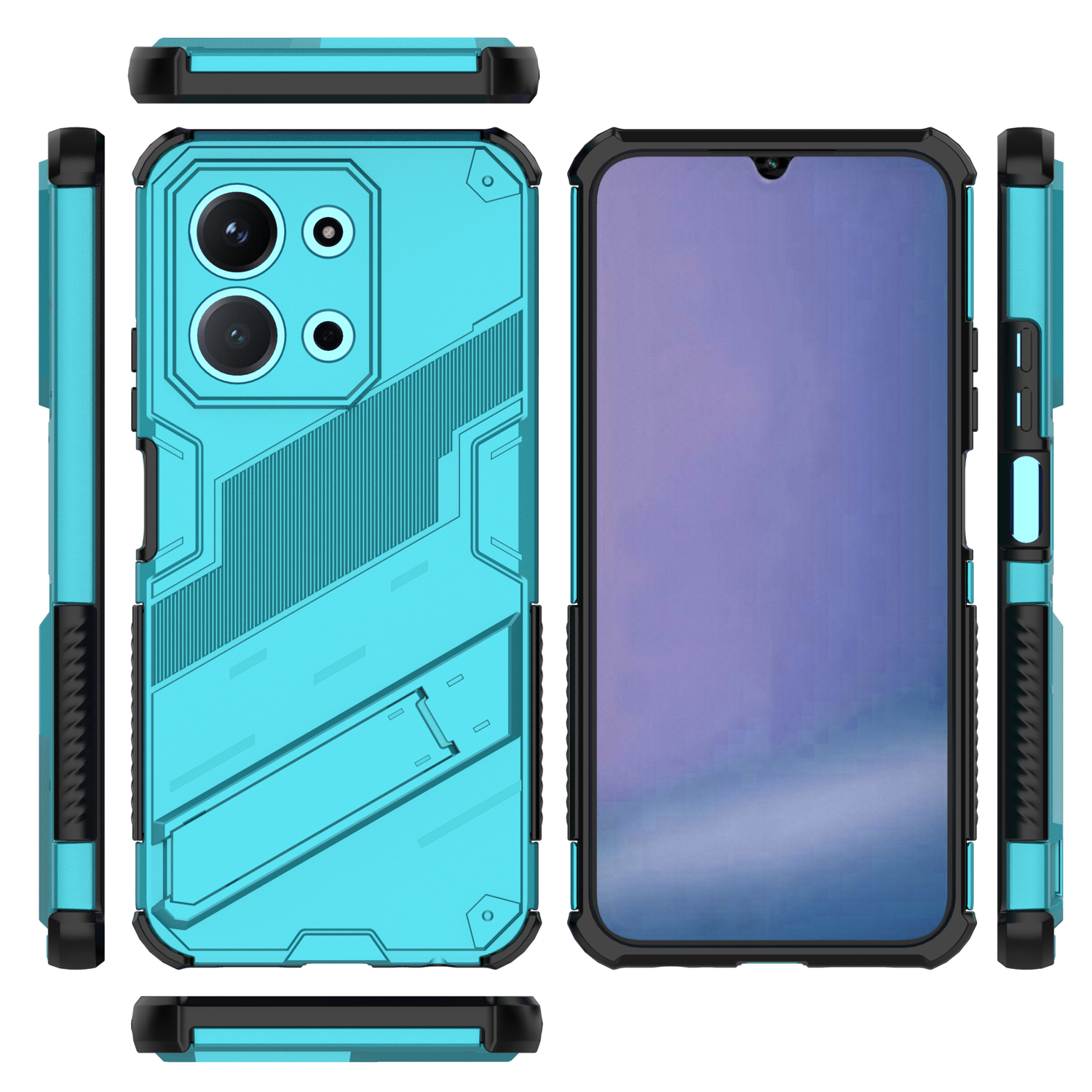 Funda Gangxun Antigolpes Para Xiaomi Redmi 15C 4G Con Soporte Invisible, Antihuellas Y Protección Completa