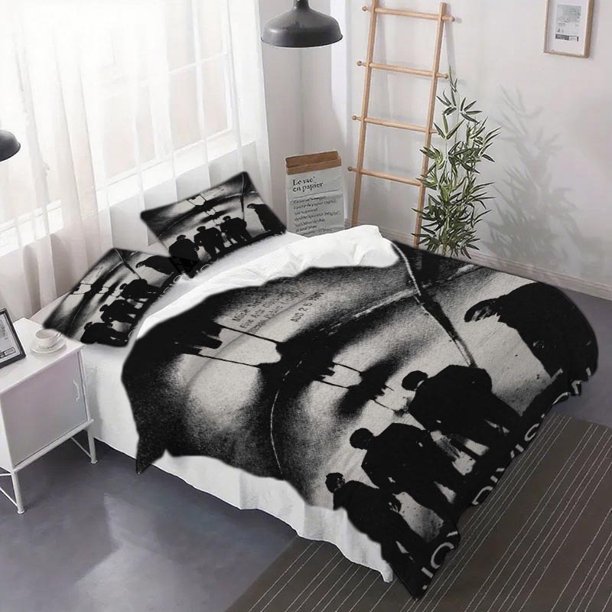 3pcs Joy Division Silhouette Black and White Poster Duvet Cover Set - 3pcs Duvet Cover Set Includes Duvet Cover and Pillowcases
